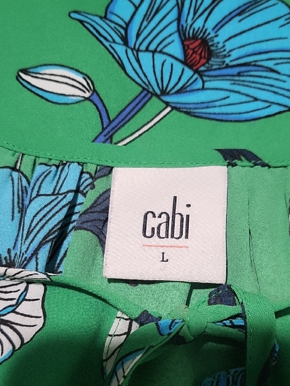 Cabi 3785 Primrose Floral Green Blouse Sleevless Top Womens Size Large - Picture 2 of 9